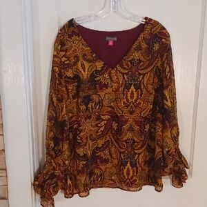 Women's Paisley V-Neck Blouse